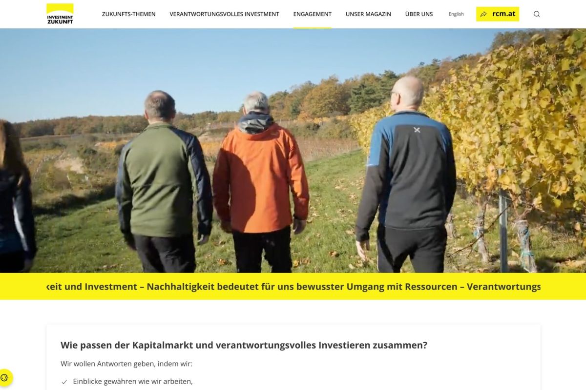 Webseite Investment Zukunft