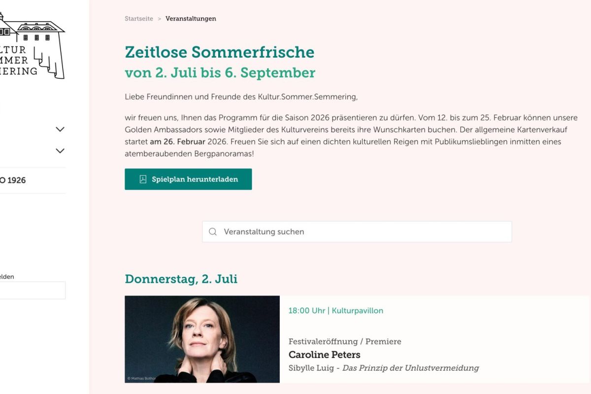 Webseite Kultursommer Semmering