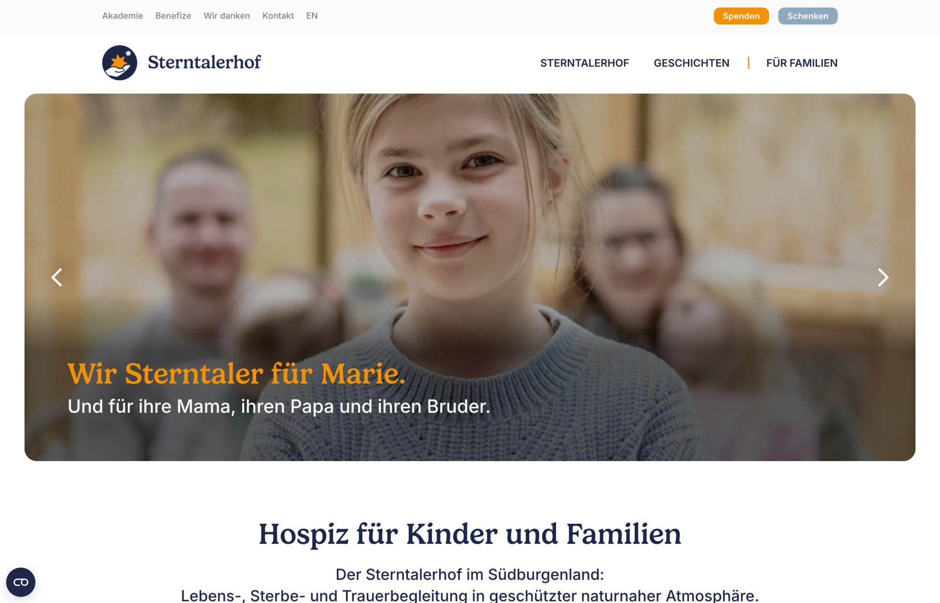 Webseite der Sterntalerhof